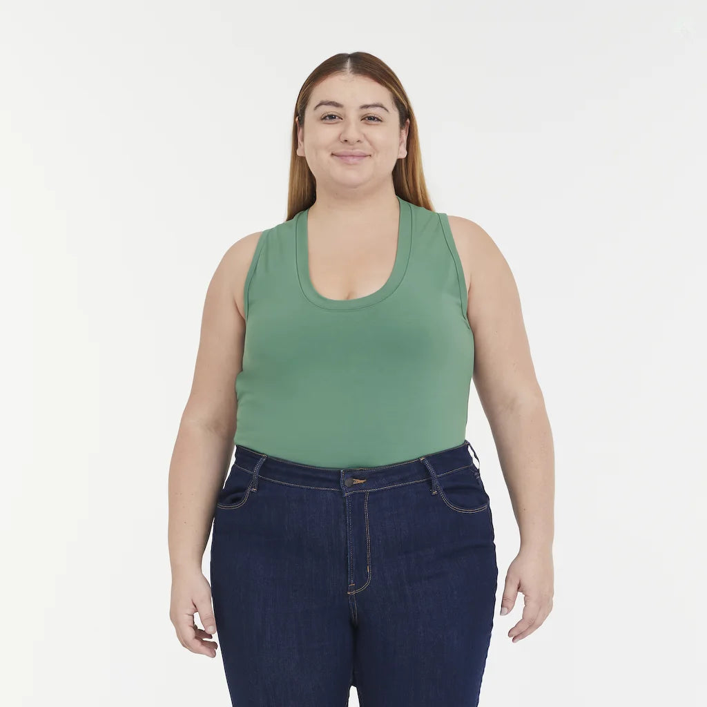 A NEW DAY | Women's Slim Fit Ribbed Tank Top in Dark Green | Large
