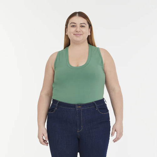 A NEW DAY | Women's Slim Fit Ribbed Tank Top in Dark Green | Large
