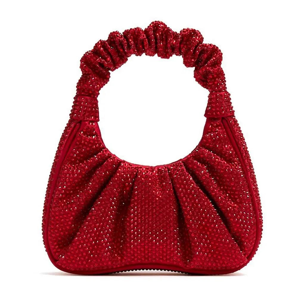 JW PEI “Gabbi” red crystal ruched hobo Handbag