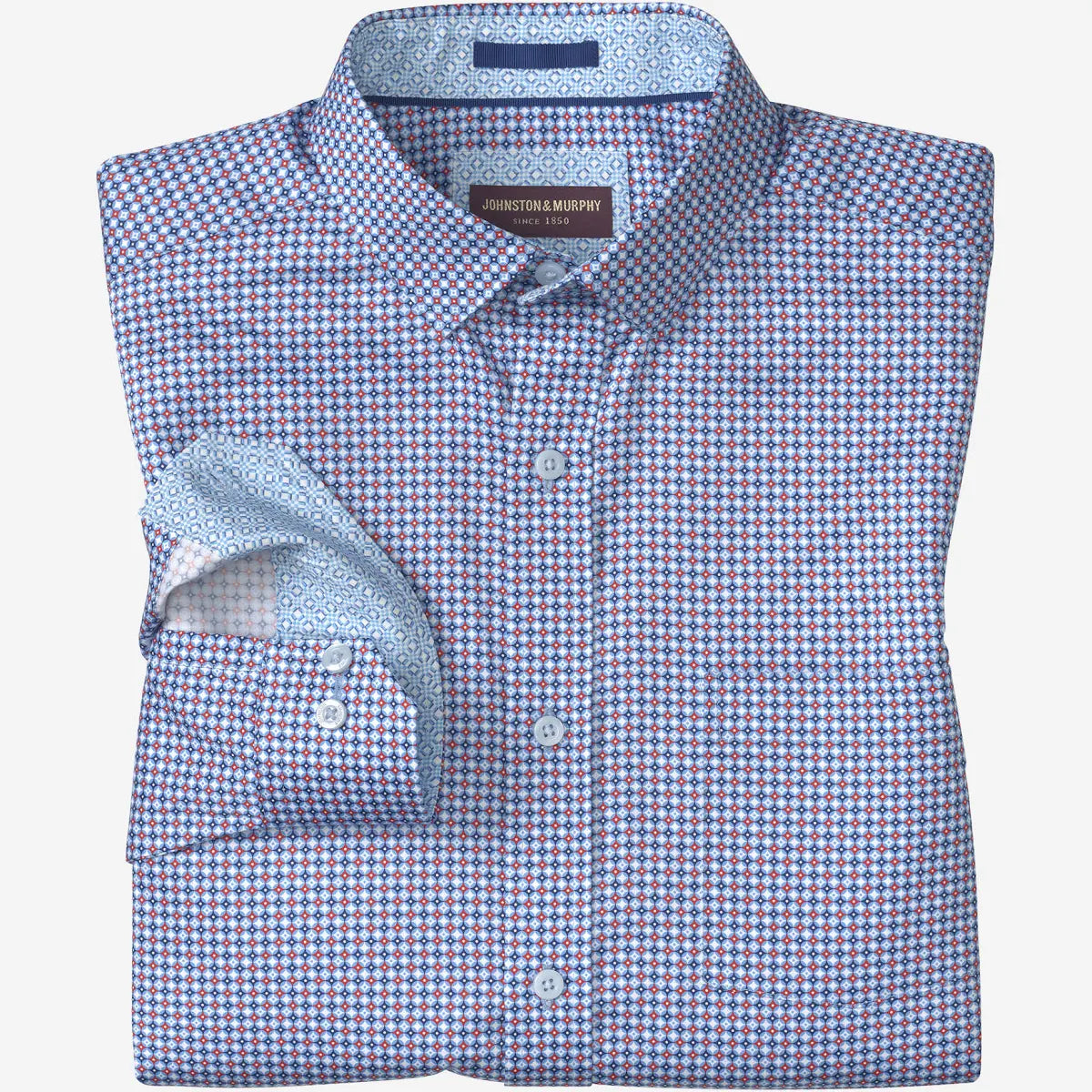 Johnston & Murphy - Circle Star Print Long Sleeve Cotton Button Up (Men's - Size: - L)