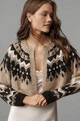 By Anthropologie Fair Isle Cropped Cardigan Sweater - Size ALL