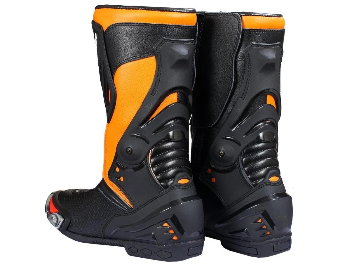 DRH Rapido | Men's Motorcycle Racing Boots | Black & Orange | US 10