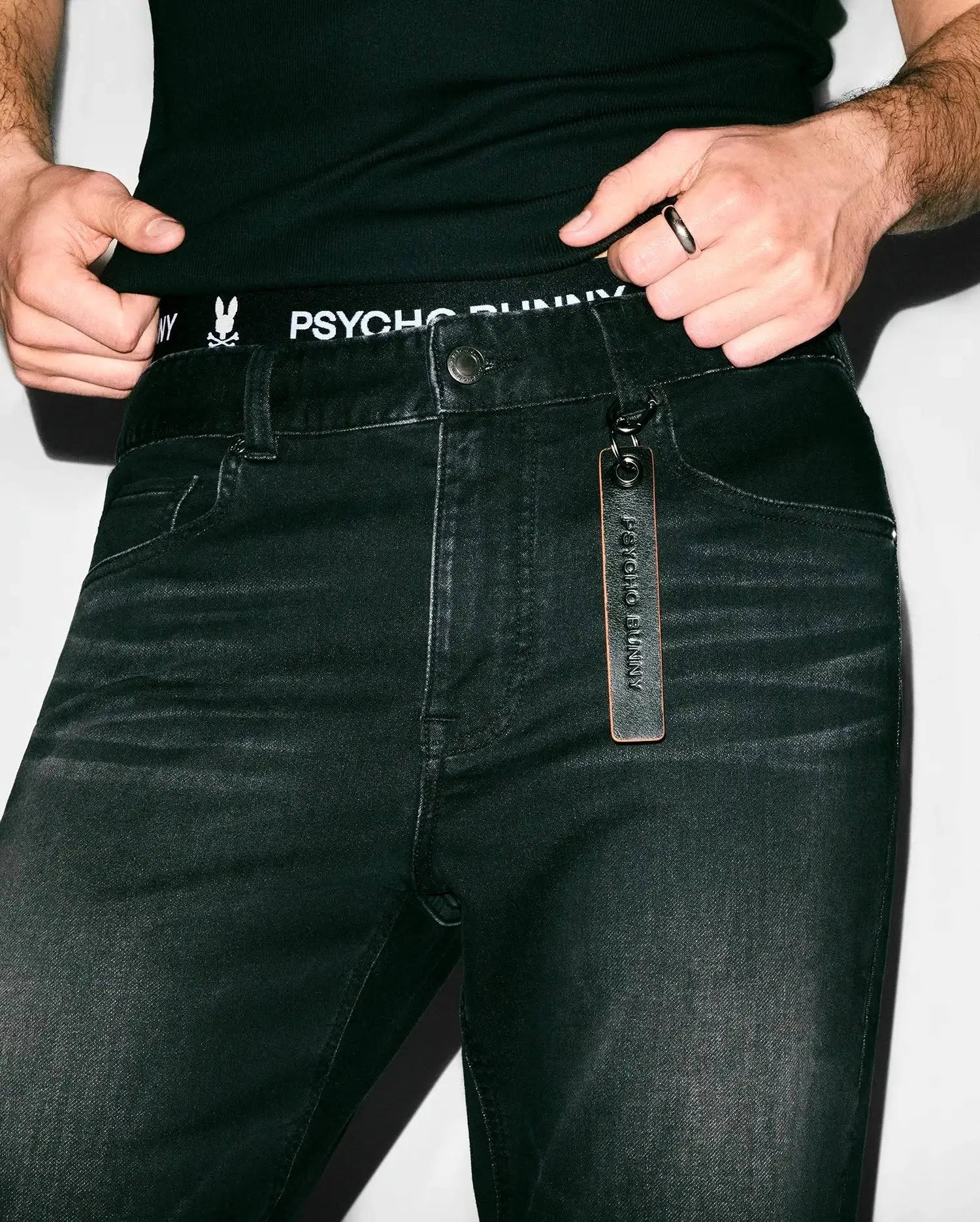 Psycho Bunny Men's Ace Knit Straight Leg Denim Pant (Size: 38)