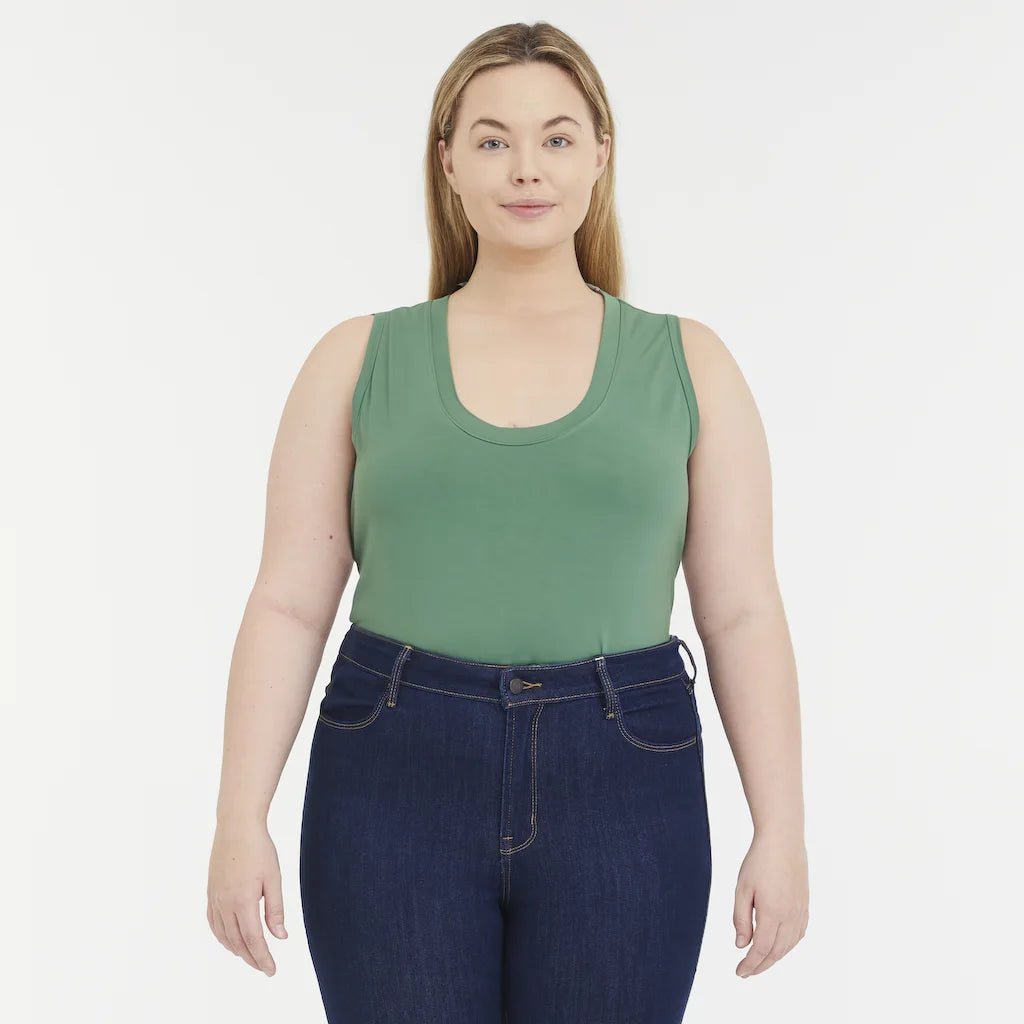 A NEW DAY | Women's Slim Fit Ribbed Tank Top in Dark Green | Large