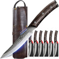 Steak Knives Set Of 6 With Full Grain Leather Knife Roll for Chefs