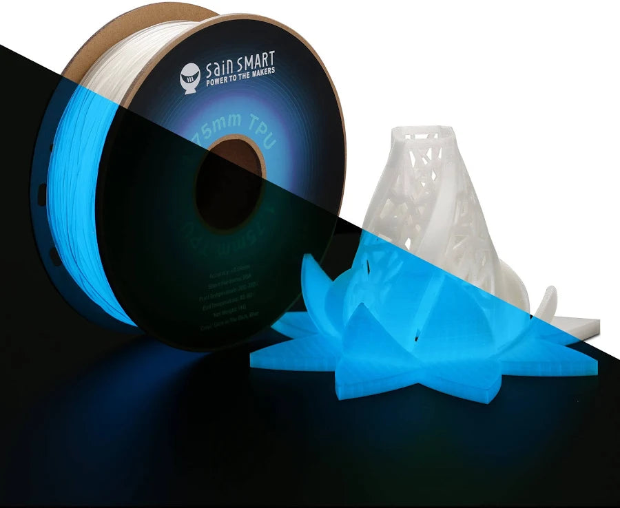 SainSmart Glow-in-the-Dark Luminous Blue Flexible TPU Filament (1.75mm, 1kg spool)