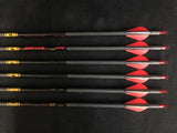 Gold Tip Hunter 340 Spine Shafts 2″ Raptor Vanes (Qty. 6) Red/White Fletchings