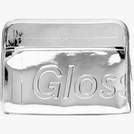 Glossier Beauty Bag Chrome 9.5" x 7" x 3"