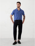 Banana Republic Linen-Blend Johnny Collar Polo - Lazuli Blue