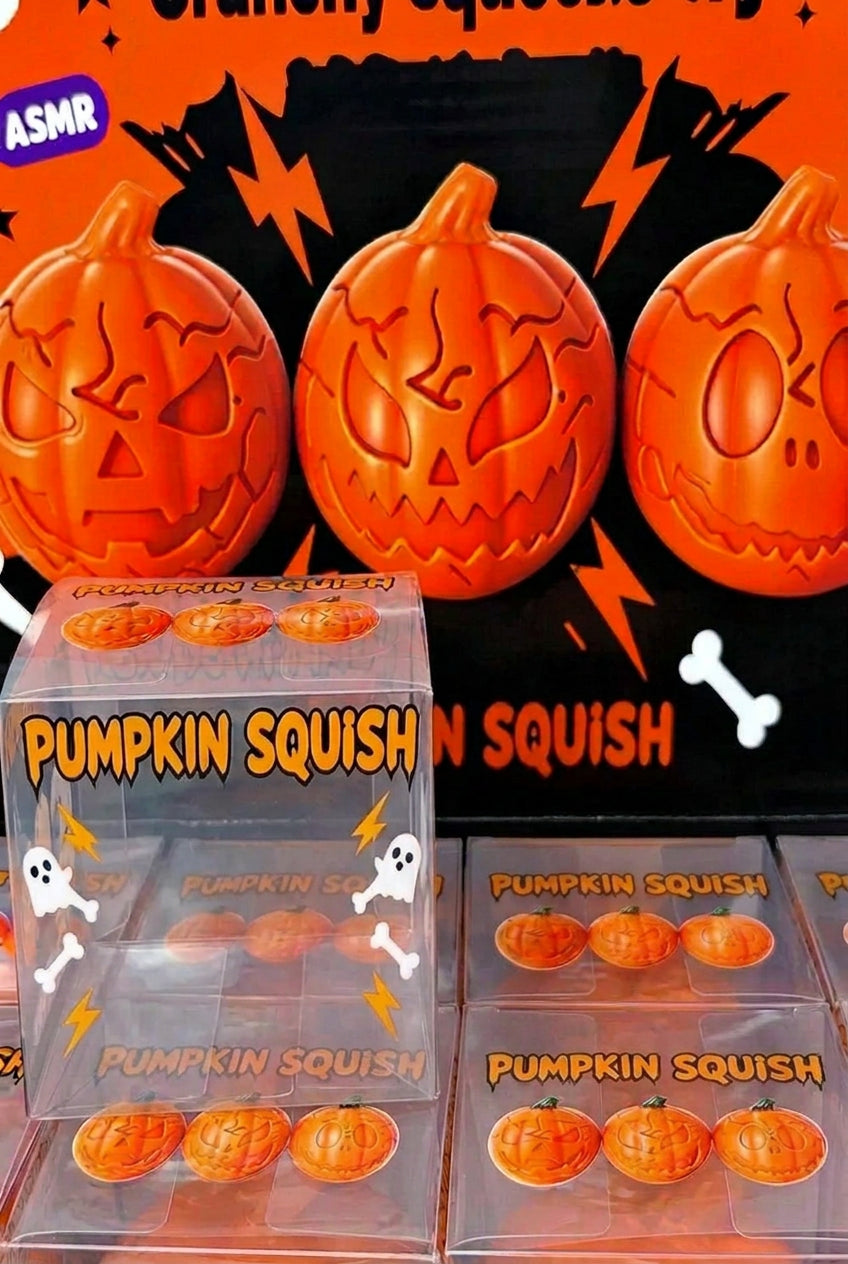 Crunchy Pumpkin Jack O Lantern Squishy Toy Halloween Random Face