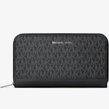 MICHAEL KORS Women's Cooper Signature Logo Continental Zip Wallet - Black