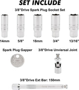 CASOMAN 3/8-Inch Drive Spark Plug Socket Set, 8-Piece Set