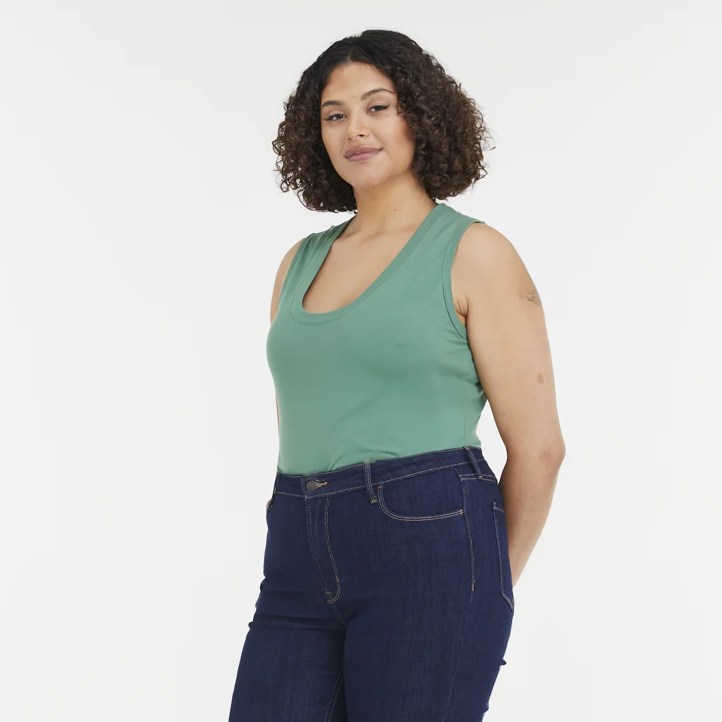 A NEW DAY | Women's Slim Fit Ribbed Tank Top in Dark Green | Large