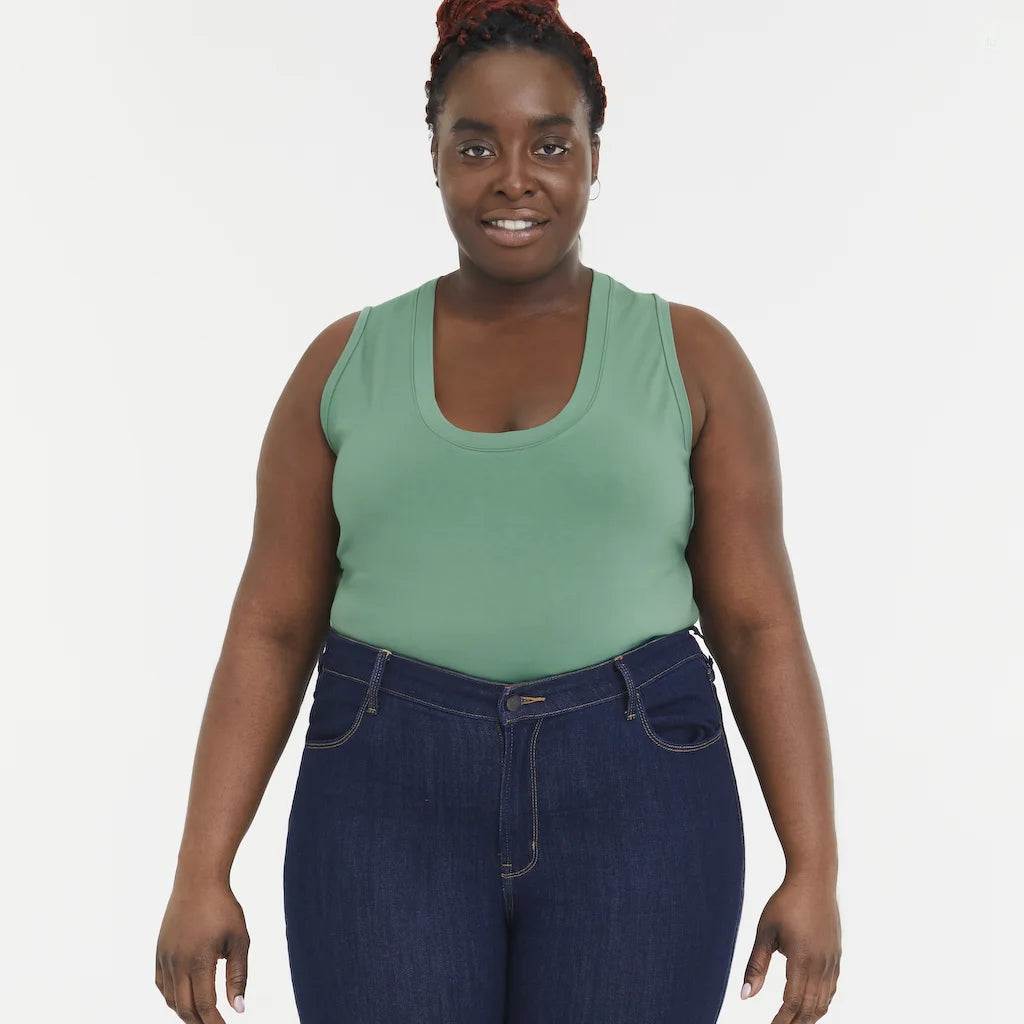 A NEW DAY | Women's Slim Fit Ribbed Tank Top in Dark Green | Large