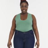 A NEW DAY | Women's Slim Fit Ribbed Tank Top in Dark Green | Large