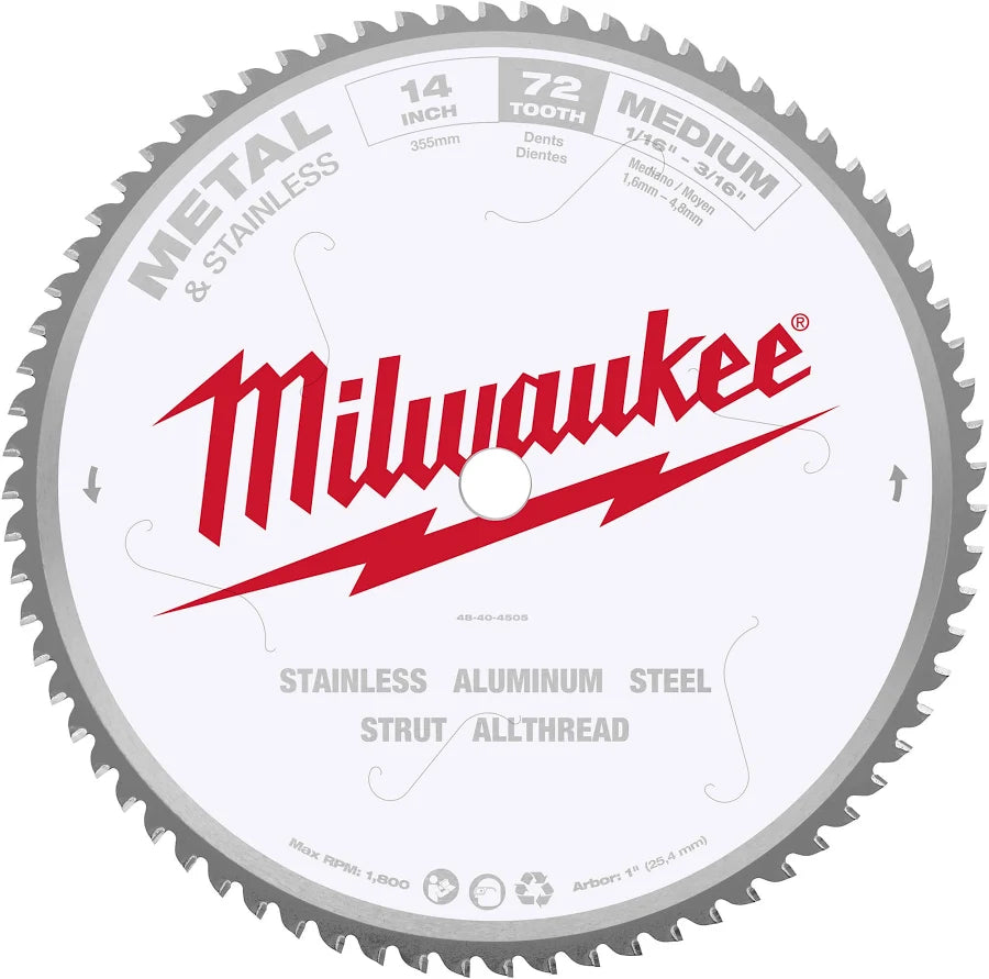 MILWAUKEE - 14 in. 72-Tooth Carbide-Tipped Dry Cut Saw Blade - 48-40-4505