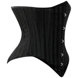 Lara Leather Black Brocade Lined Under Bust Steel Boned Corset