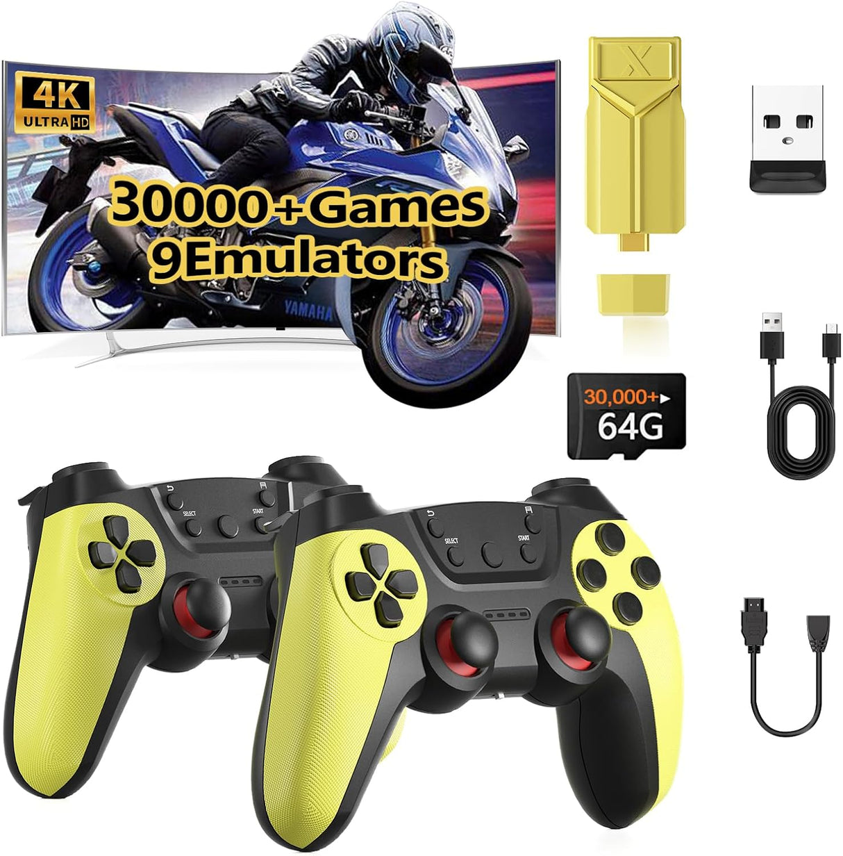 LAILANG 30000+ Retro Game Stick , Retro Game Console, Revisit Classic Games Stick , Retro Play Plug and Play Video Games Stick 9 Emulators, 4K HDMI Output, Premium Competitive Dual Controllers