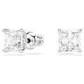 Swarovski - Stilla Attract stud earrings, Square cut, White, Rhodium plated, 5430365