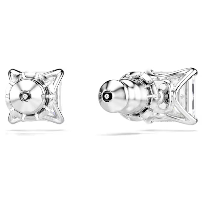 Swarovski - Stilla Attract stud earrings, Square cut, White, Rhodium plated, 5430365