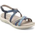 Earth X Jane Treacy Leather Adjustable Sandals -Sylvia, Size 9.5W , Blue Metallic