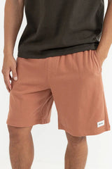 Rhythm Terry Jam Men's 19 Inch Elastic Waist Short Brown - Size 36
