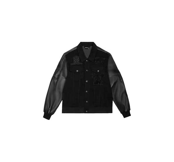 Smoke Rise Denim Varsity Jacket, Black - Men's 3XL