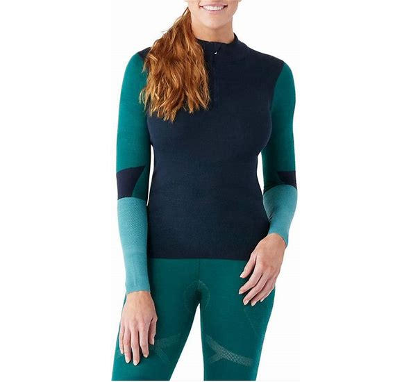 Smartwool Sweaters | Smartwool Women's Intraknit Thermal Merino Base Layer Colorblock 1/4 Zip | Color: Blue/Green | Size: M