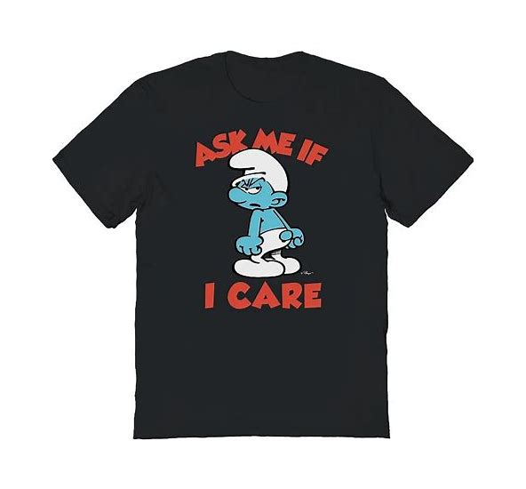 Goodie Two Sleeves  Smurfs Ask Me If I Care - Black NWT