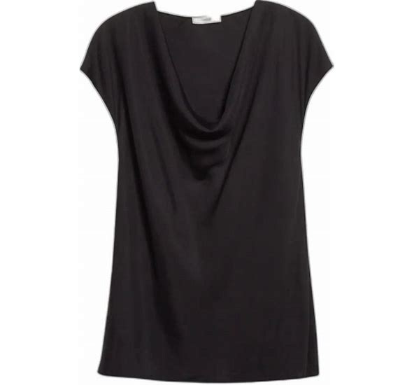 Vince Silk Cowl Neck Blouse, Black   New