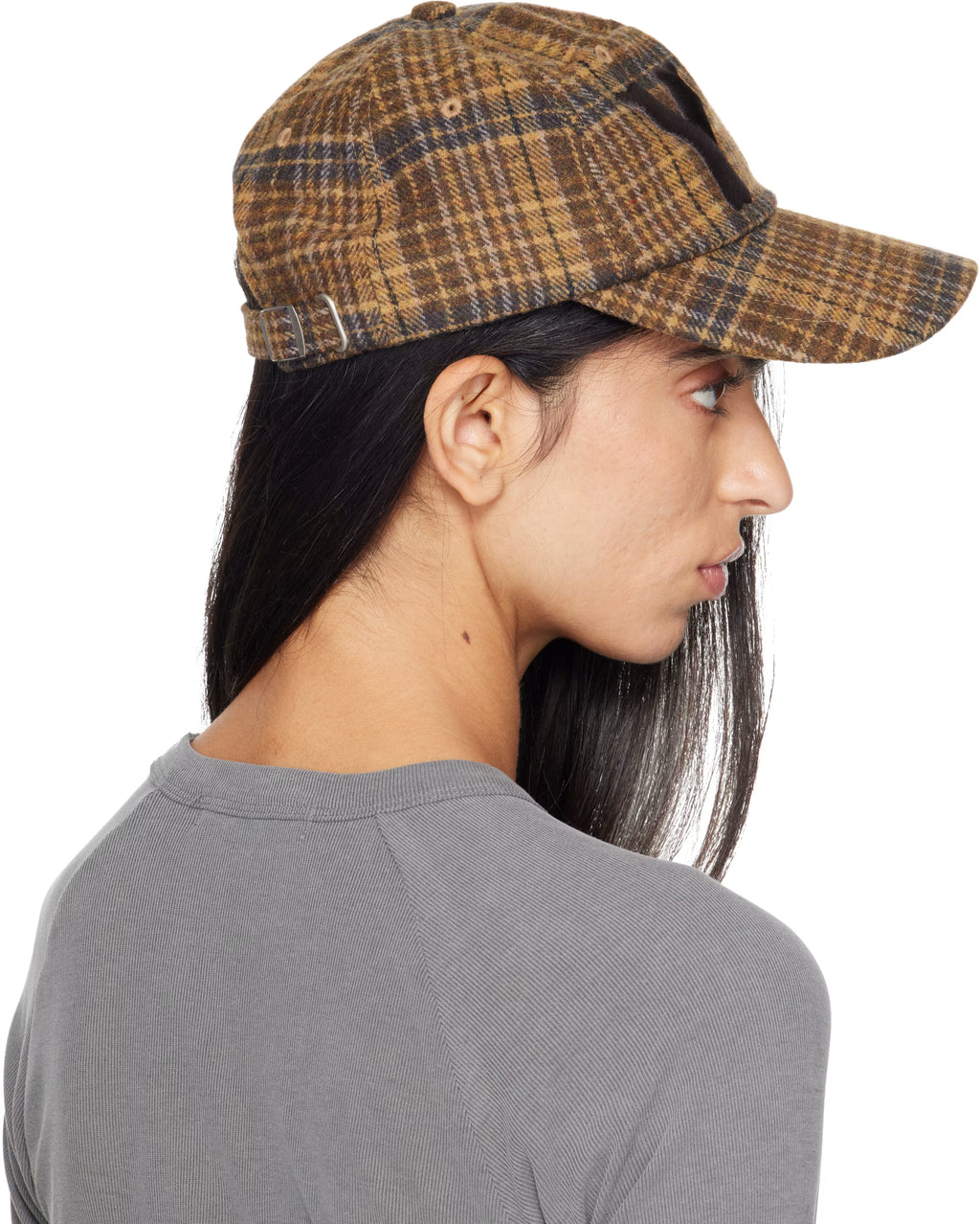 SSENSE Beige & Brown Women's (Mustard) 'Yy' Checkered Heart Bone Ball Cap