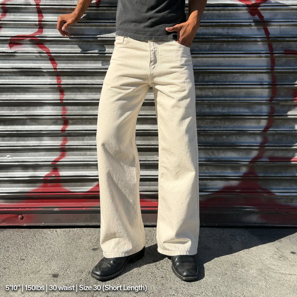 Tokyo Dad Jeans | Straight-Wide Leg by Pool House New York - Natural - Size 28 Short