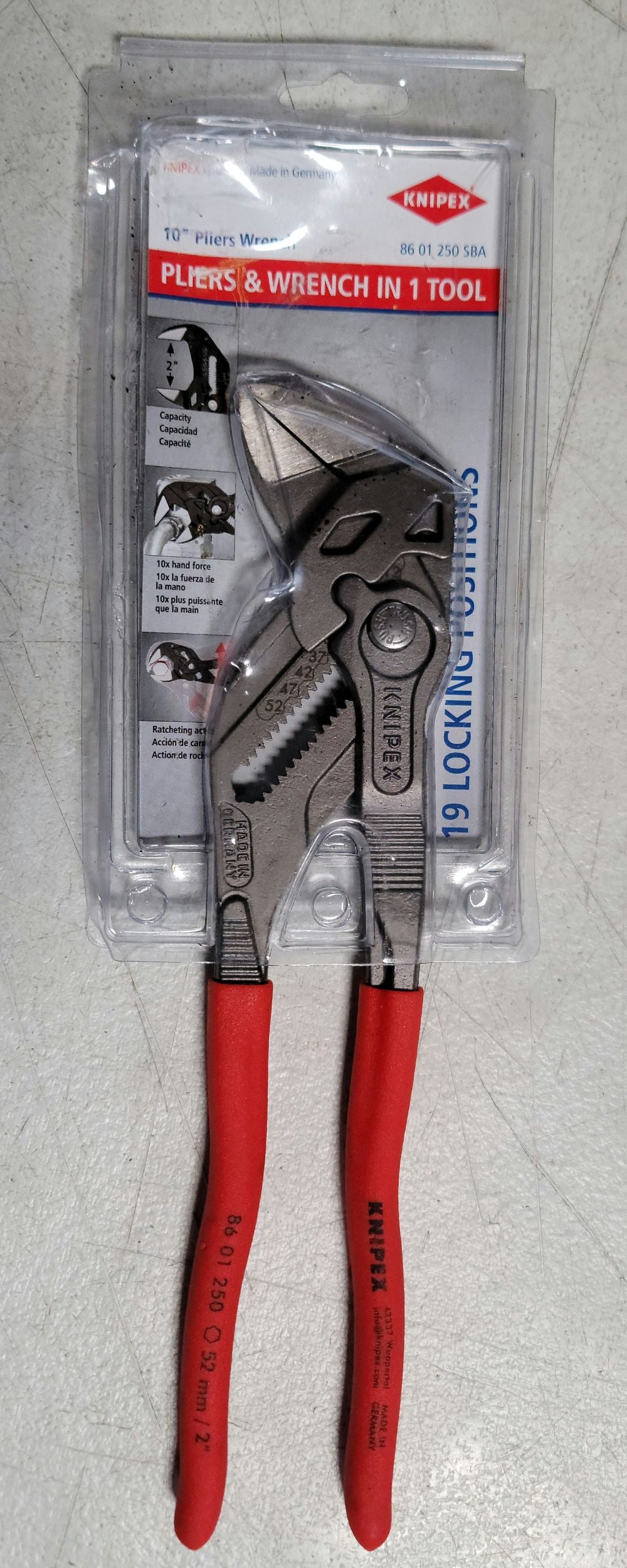 KNIPEX 10 in. Pliers Wrench - Black - Model 86 01 250 SBA