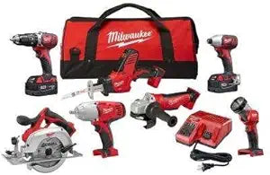 Milwaukee M18 18-Volt Lithium-Ion Cordless Combo Kit 7-Tool with 2-Batteries, Charger and Tool Bag