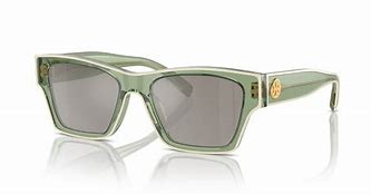 Tory Burch TY7207U Transparent Green/Ivory - Light Grey Silver Mirror Sunglasses