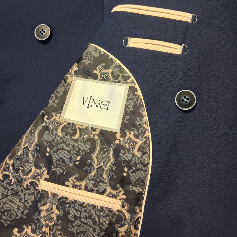Vinci Philosophy - Slim Fit 2 Piece Suit with Adjustable Waistband, Navy (42R/36W)