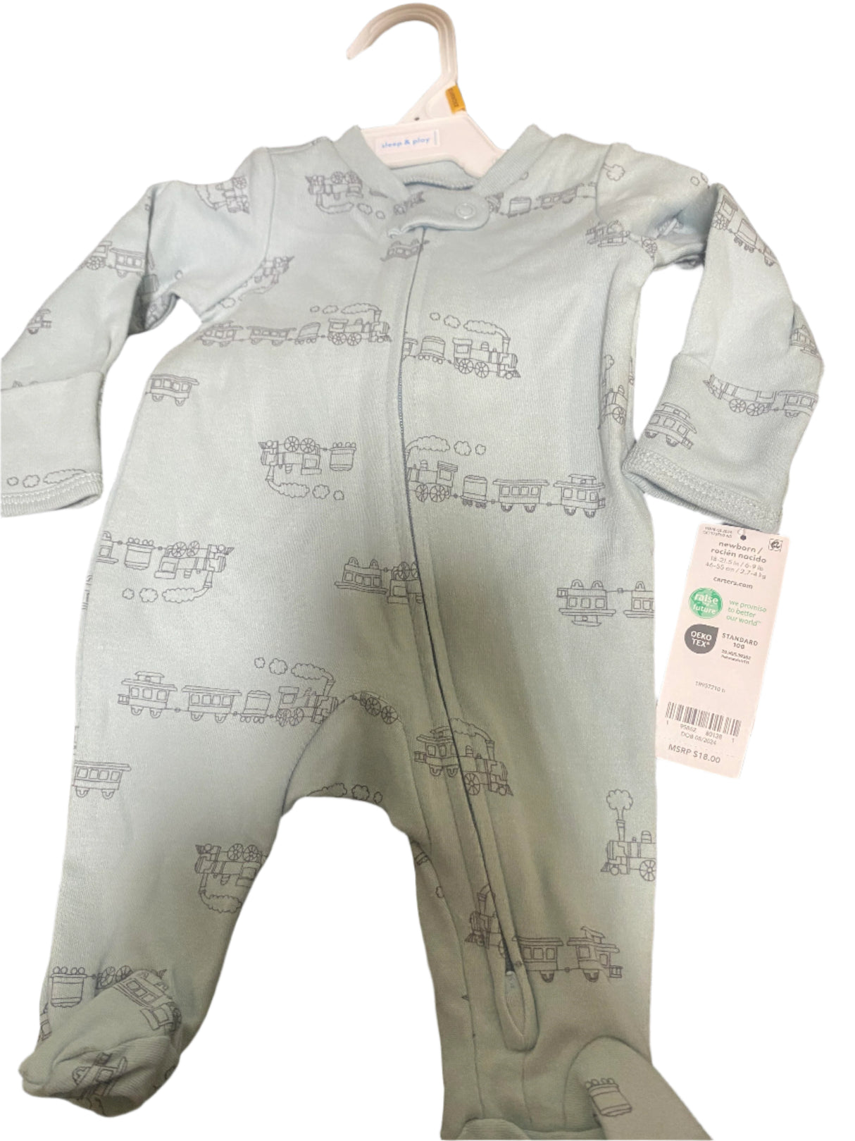 Baby Train 2-Way Zip Sleep & Play Pajamas - Newborn