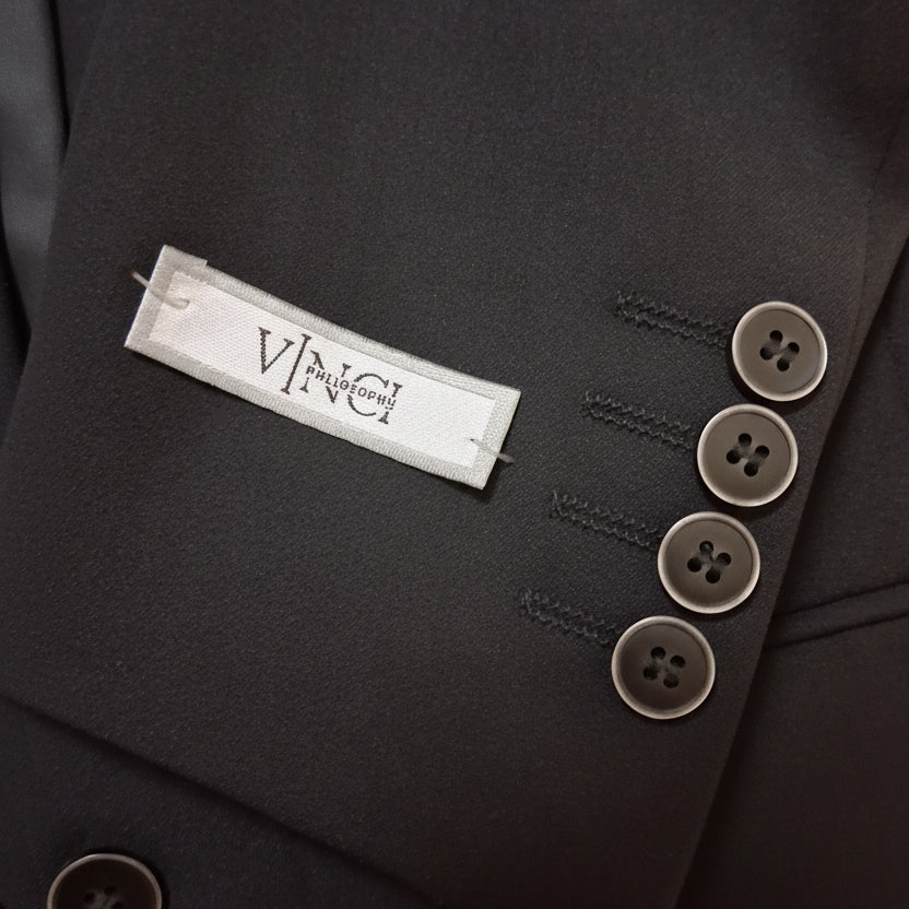 Vinci Philosophy - Slim Fit 2 Piece Suit with Adjustable Waistband, Black (40R/34W)