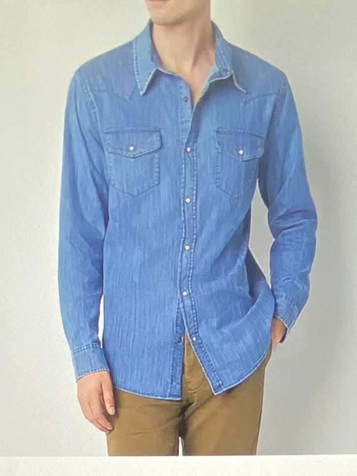 Mutual Weave Regular Fit Long Sleeve Chambray Shirt - Men's M