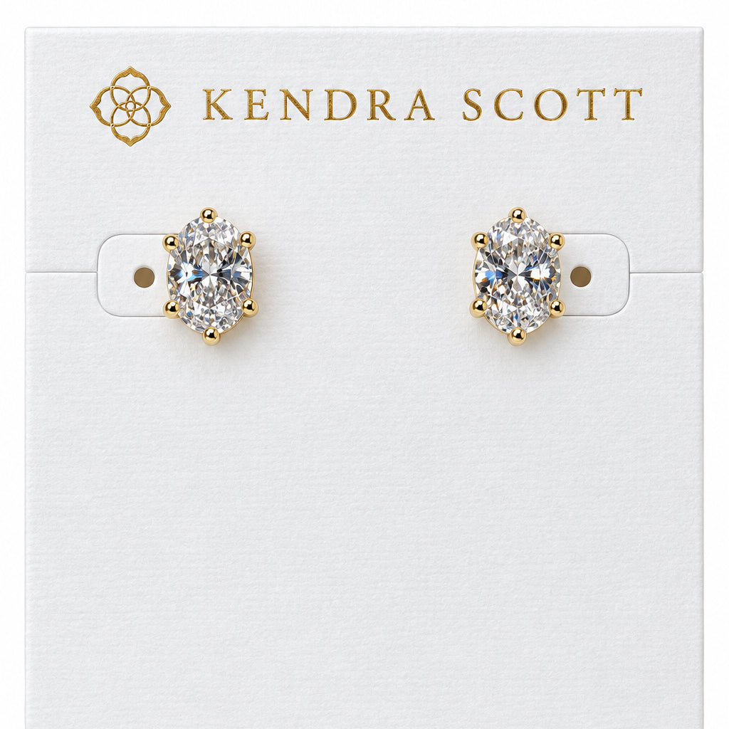 Kendra Scott - Cailin Gold Crystal Stud Earrings in White CZ