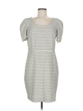 Ann Taylor- Petite- Size 2- Knee Length- Black and White- Short Sleeved Dress- Horizontal Geometric Pattern
