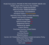 Apple iPhone 16 Pro Max Desert - 256GB - New, Open Box - Locked to T-Mobile/Sprint