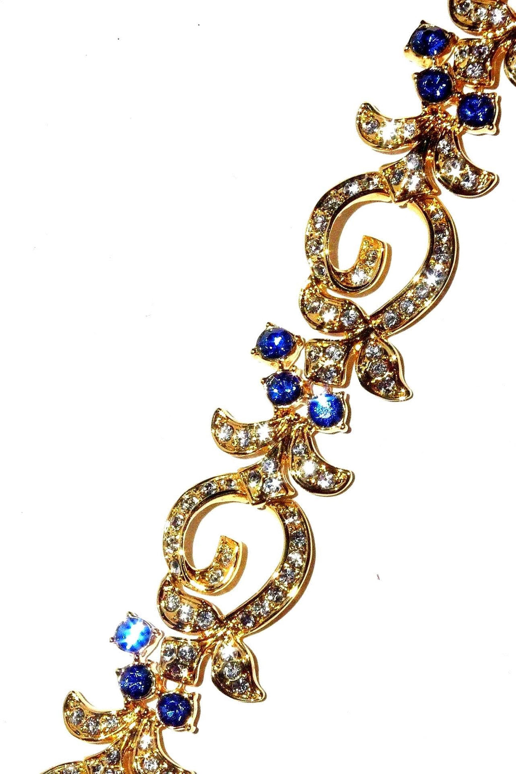 *Vintage Camrose & Kross JBK Jackie Kennedy Gold Plated Bracelet with Sapphire Blue and Clear Crystals