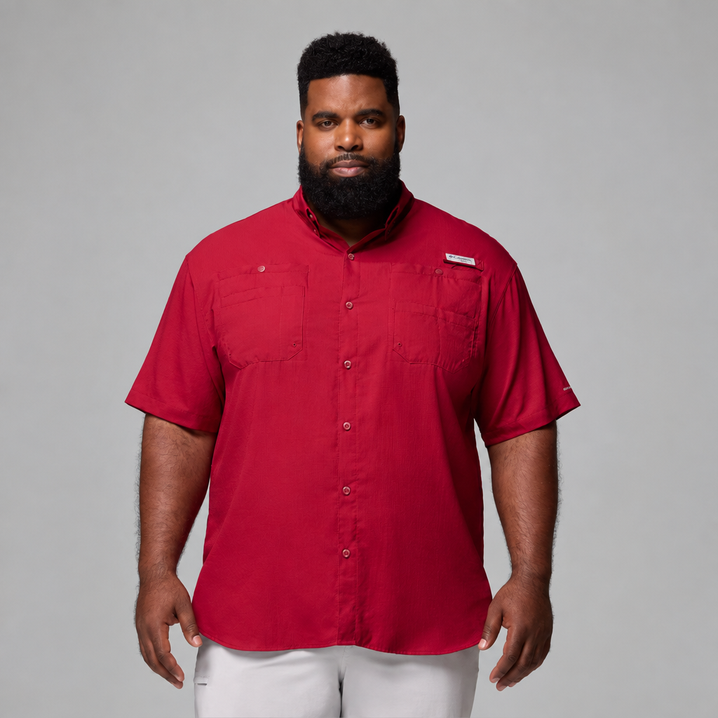 COLUMBIA Men's PFG Tamiami II SS Shirt in Beet - 3X (Big)