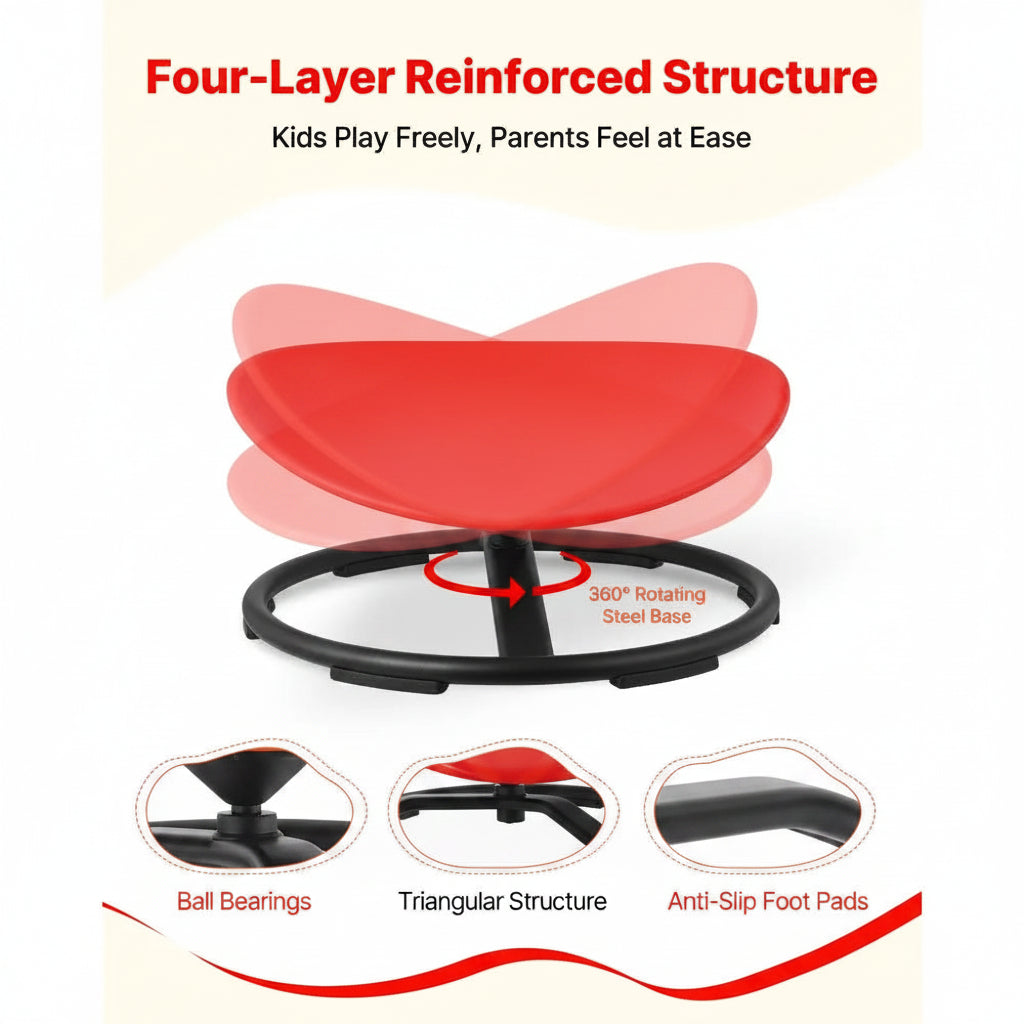Kids Swivel Chair, 220 lbs Capacity, Sensory Spinning Chair, Autistic Kids Sensory Toy Seat with Non-Slip Metal Base