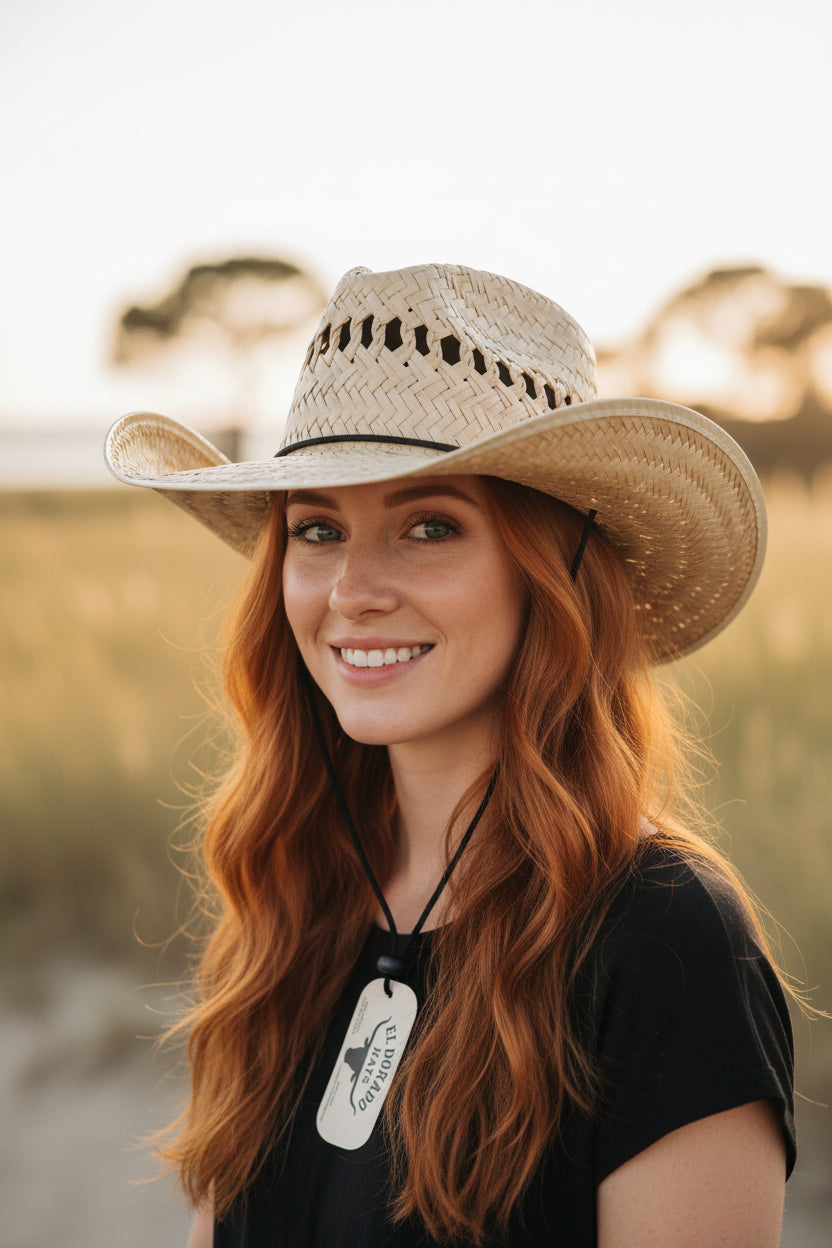 EL DORADO HATS - Straw Hat in Blonde With Natural Vanilla Brim Trim - Adult OS