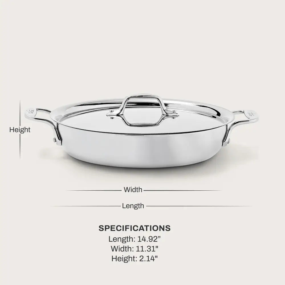 D3 Stainless 3-ply Bonded Cookware, All Purpose Pan with lid, 11 inch