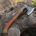 Small Forged Carbon Steel Medieval Wood Axe with Ash Wood Shaft