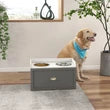 PAWHUT  Dog Bowl Stand with Storage, 2 Elevated Pet Dish Bowls Set for Large Sized Dogs, Gray
