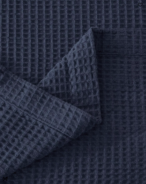 Linery & Co Waffle Weave Textured Cotton Blanket - Full/Queen - Navy